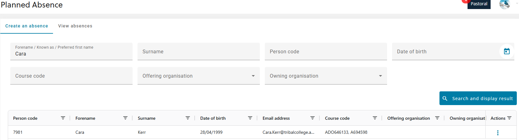 Searching for a learner before creating an absence